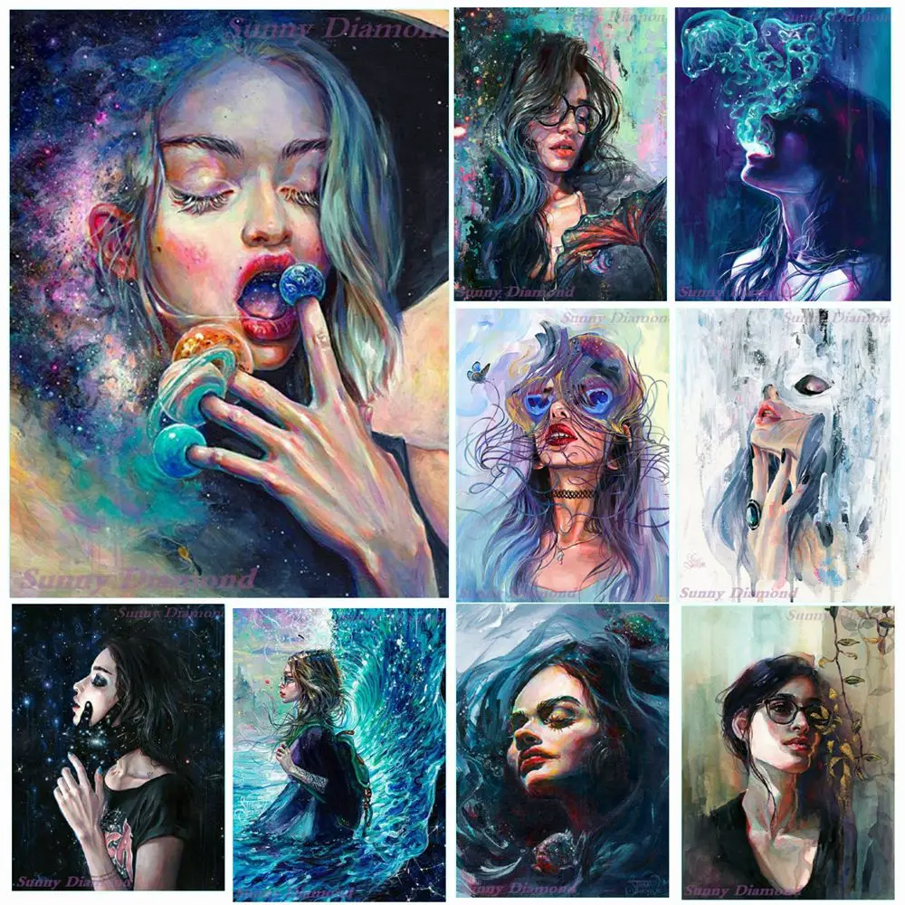

Diamond Painting 5D New Abstract Full Drill Cartoon Illustration Girl Cross Stitch Kit Mosaic Embroidery Holiday Gift Home Decor