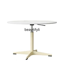 Round Table Lifting Stone Plate Coffee Table Living Room Sofa Side Table Modern Simple and Light Luxury Balcony Small Tea Table