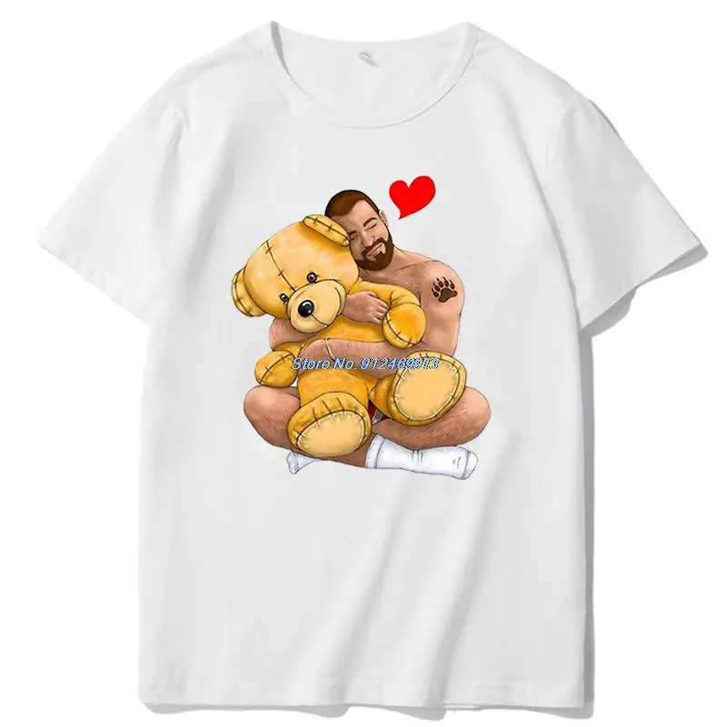 

Футболка мужская с коротким рукавом, смешная графическая рубашка с принтом медведя и гордости, модная одежда в стиле Харадзюку, для гомосексуалистов, лето