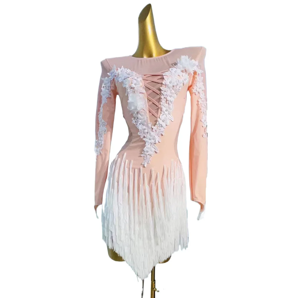 Latin Dance Clothing International Stage Competition Clothing Warm Mesh Patchwork Tassel Samba Style Standard Dress
Latin Dance Clothing International Stage Competition Clothing Warm Mesh Patchwork Tassel Samba Style Standard Dress