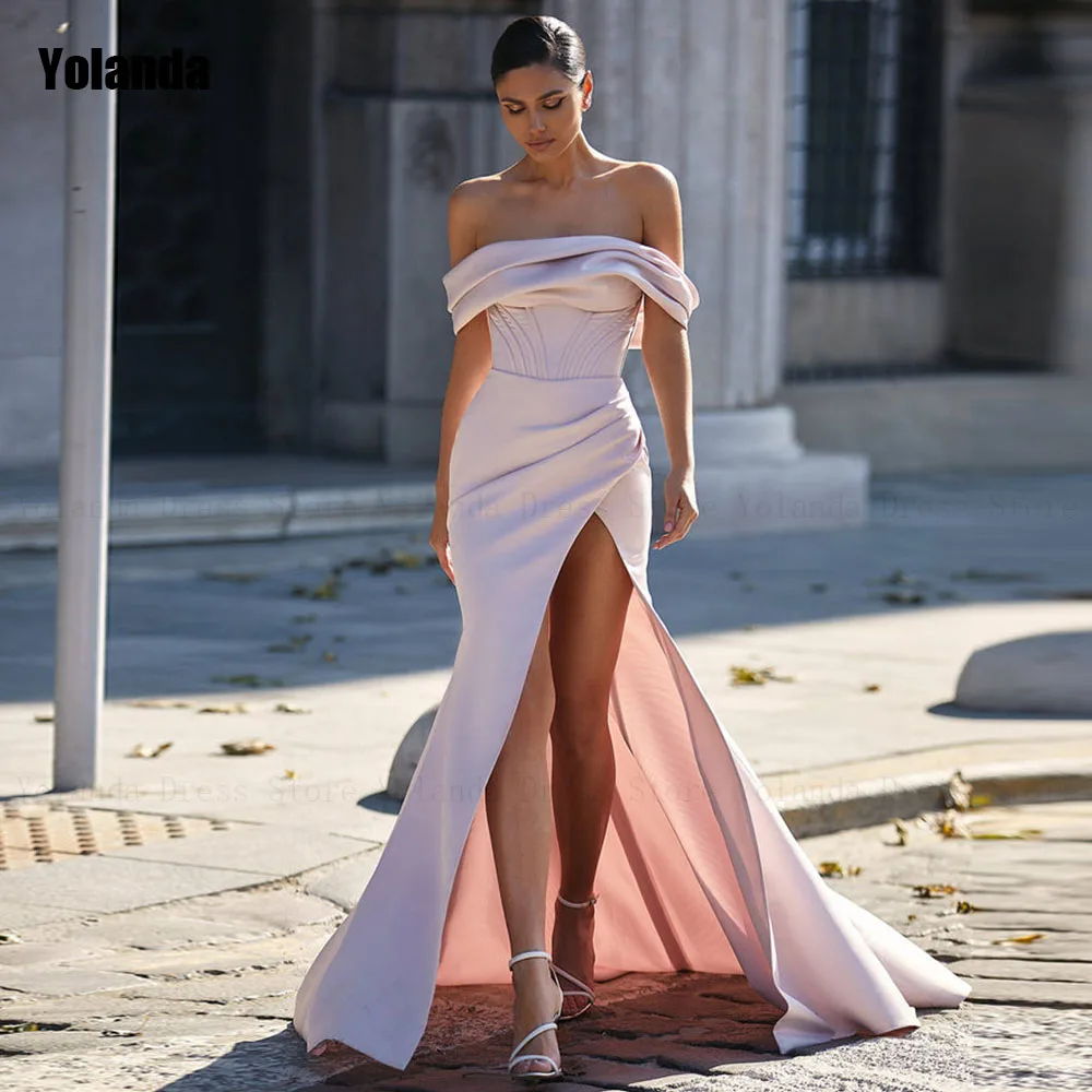 Exquisite Mermaid Evening Dresses Sleeveless Strapless Front Split Satin Open Back Party Dress Floor Length Robe de soirée
Exquisite Mermaid Evening Dresses Sleeveless Strapless Front Split Satin Open Back Party Dress Floor Length Robe de soirée