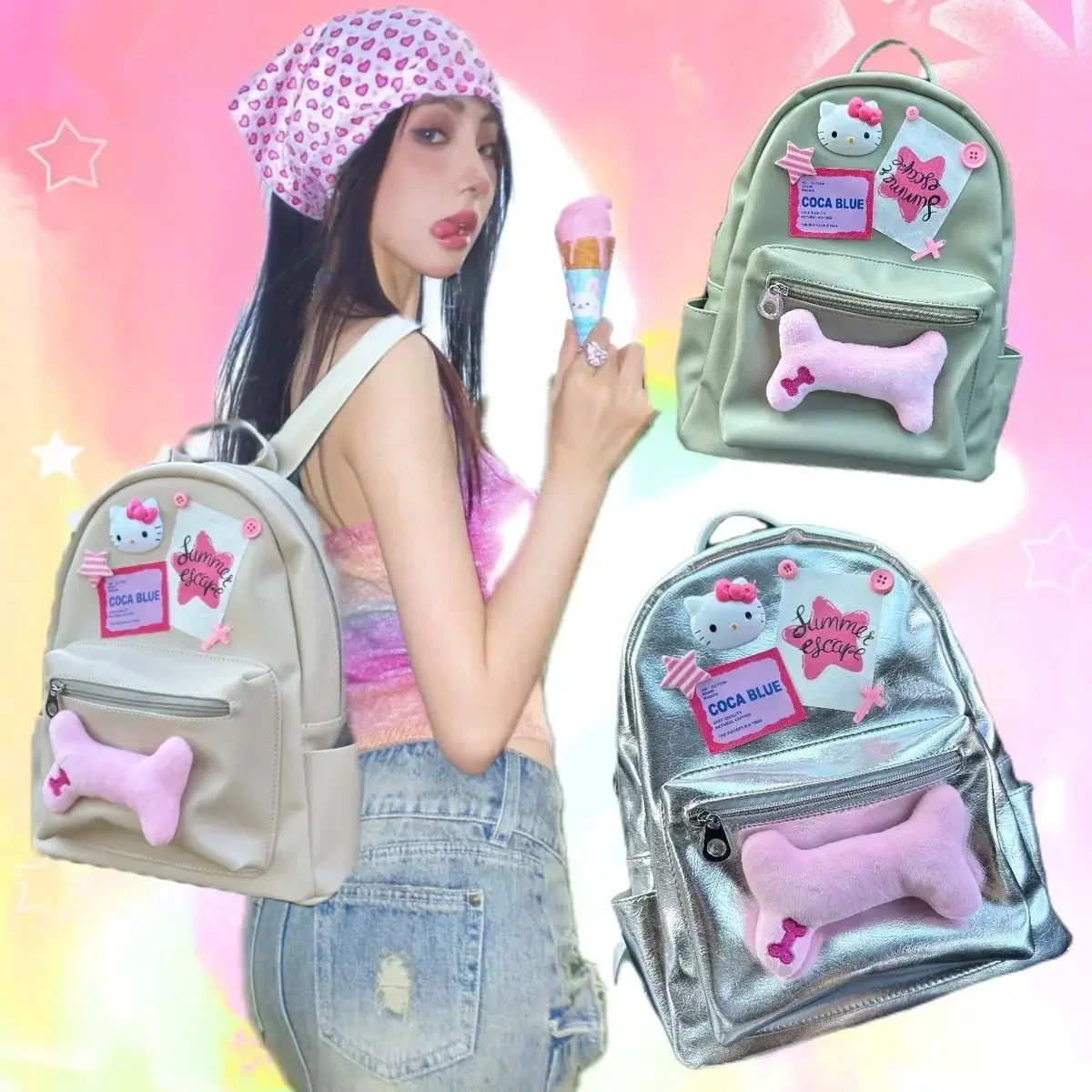 Y2k Sweet Pink Star Bone Kt Women's Backpack PU Leather Contrasting Colors Casual Fashion Spicy Girl Shoulder Bags Travel Bag
Y2k Sweet Pink Star Bone Kt Women's Backpack PU Leather Contrasting Colors Casual Fashion Spicy Girl Shoulder Bags Travel Bag