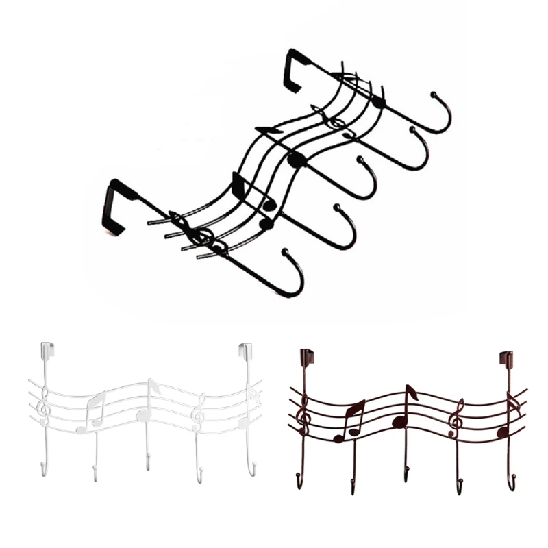 

Wavy Musical Notes 5 Hooks Wall Mounted Coat Rack Clothes Door Hanger Elegant Finish Simple Design Decorative Household