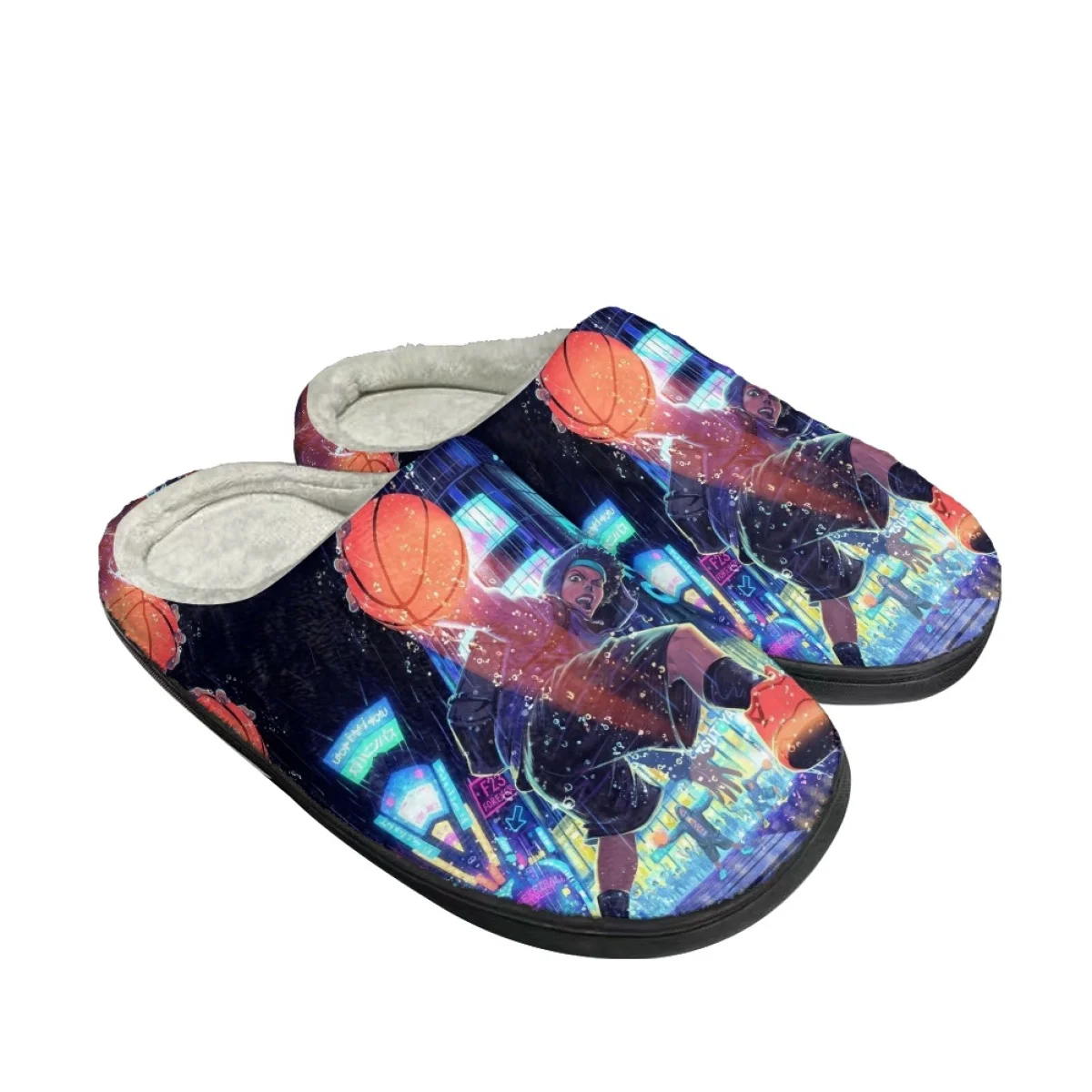 Баскетбольные тапочки унисекс с узором для мальчиков на осень и зиму, домашние хлопковые тапочки, грязеотталкивающие туфли, тапочки с оригинальным дизайном