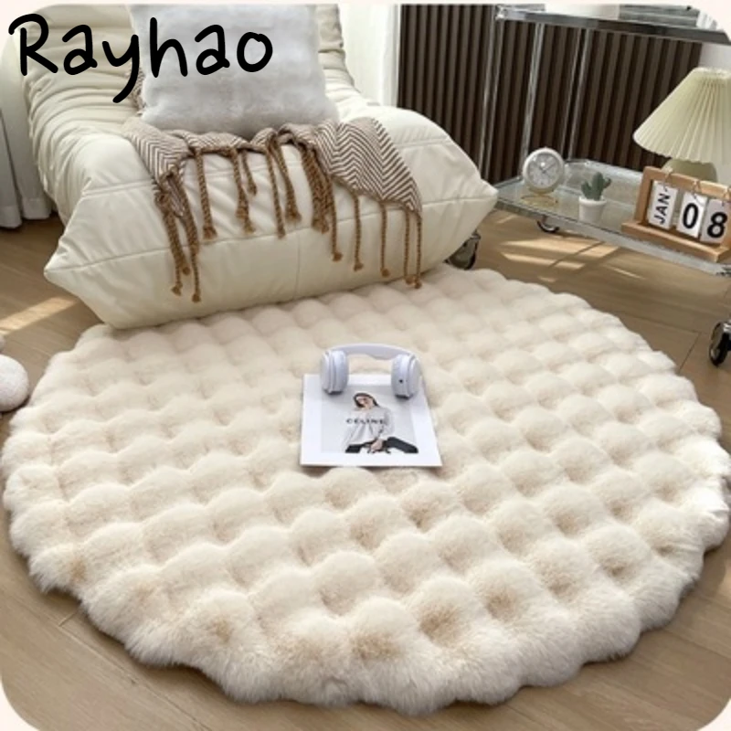 

Room Decor Plush Round Carpets for Living Room 2024 Non Slip Shaggy Rug Floor Mat Soft Area Rugs Bedroom Bedside Fluffy Mat