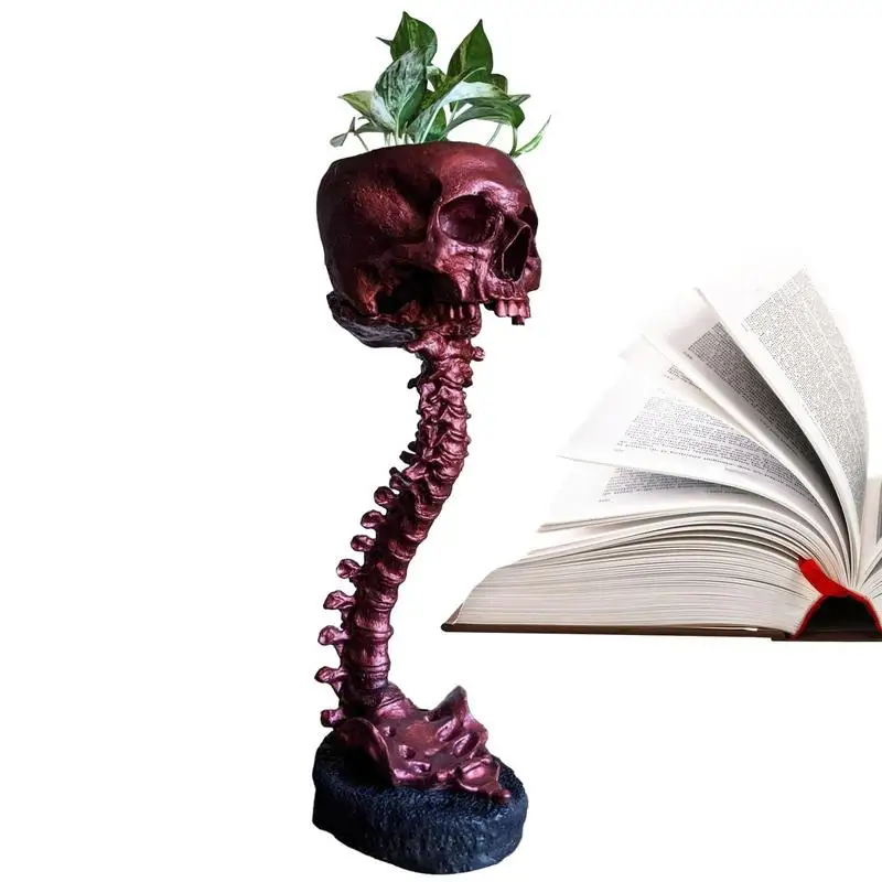 

Skull Head Backbone Plant Planter Pot Indoor Plants & Flowers Serving Bowl Deep Polyresin Skulls Pot Skeleton Decor Halloween