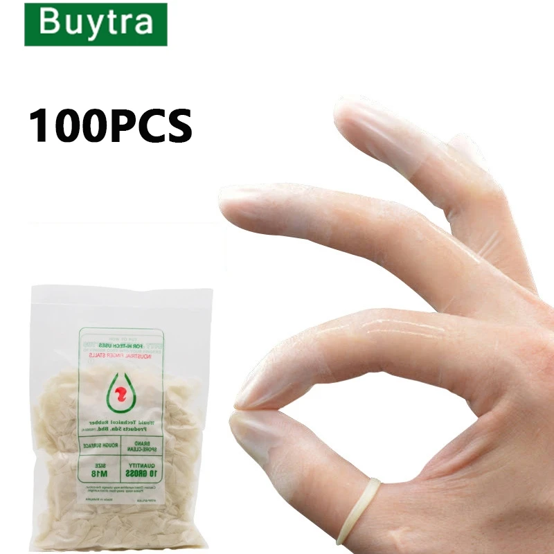 

100 PCS Rubber Non-slip Anti-static Finger Cots Disposable Latex Finger Cover Fingertips Protector Gloves Nail Art Tool