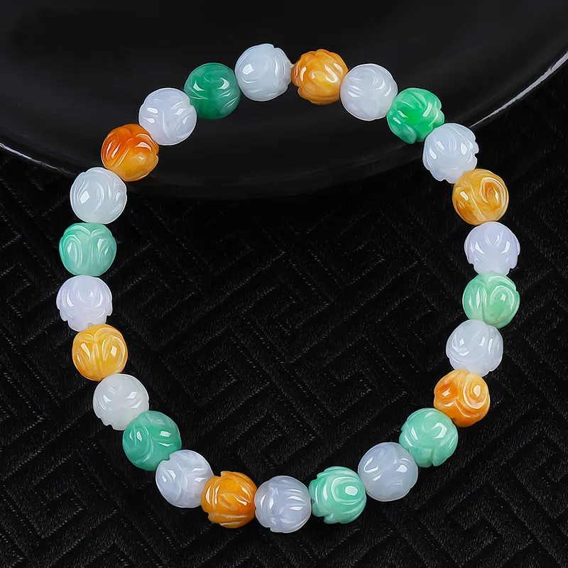 Natural Myanmar A- Level Ice Waxy Kinds Three-Color Lotus Women's Jade Bracelet Certificate Wholesale
Natural Myanmar A- Level Ice Waxy Kinds Three-Color Lotus Women's Jade Bracelet Certificate Wholesale