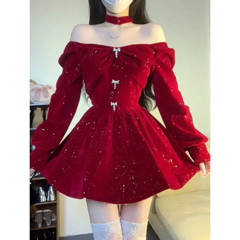 Christmas Party Velvet Mini Dress Women Long Sleeve Square Collar Autumn Birthday Party Princess Dresses Vintage A-line Vestidos
Christmas Party Velvet Mini Dress Women Long Sleeve Square Collar Autumn Birthday Party Princess Dresses Vintage A-line Vestidos