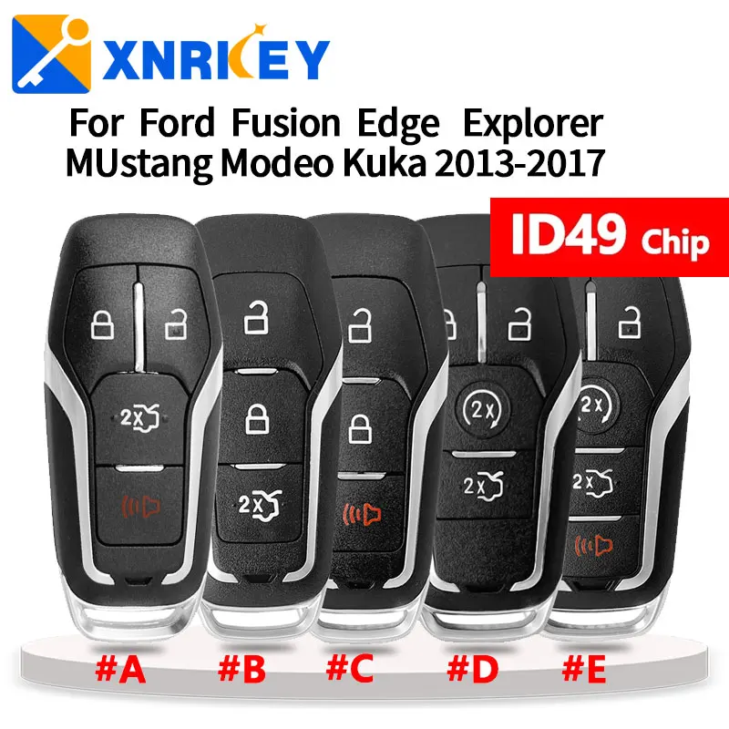 

XNRKEY Smart Remote Car Key ID49 Chip 315/434/902Mhz for Ford Fusion Explorer Edge Mustang Mondeo Kuka 2013-2017 M3N-A2C31243800