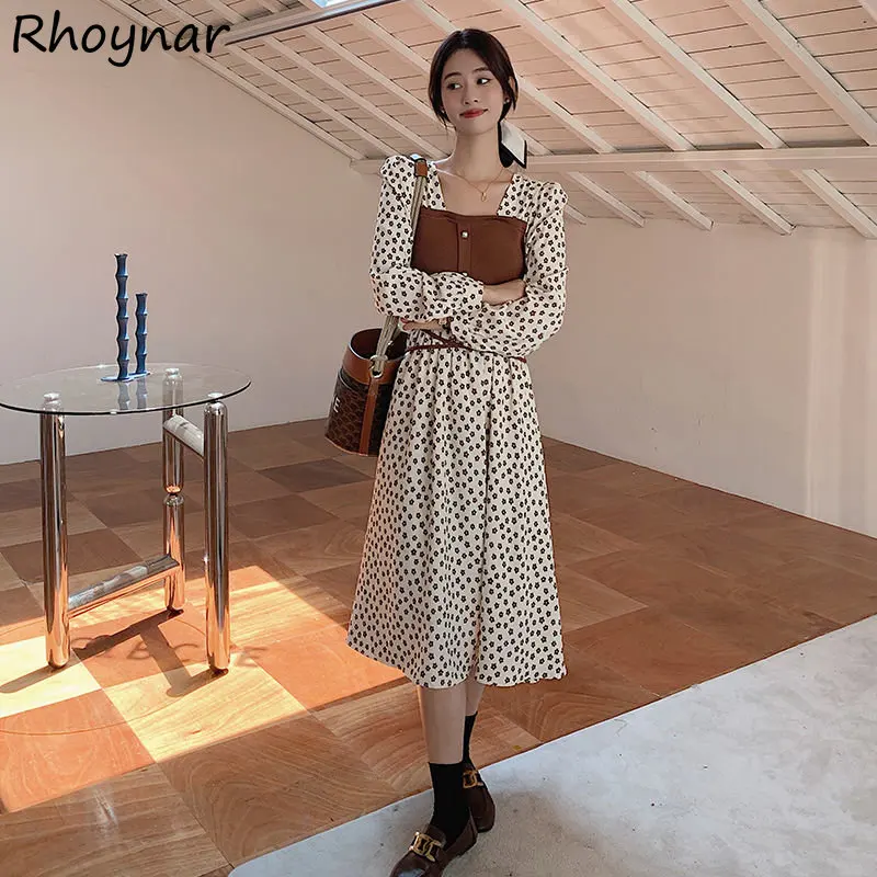 

Dresses Women Autumn Ins French Style Fashion Fake Two Piece Ulzzang Leisure Party Wear Tunic Empire Holiday Mujer New Vestidos