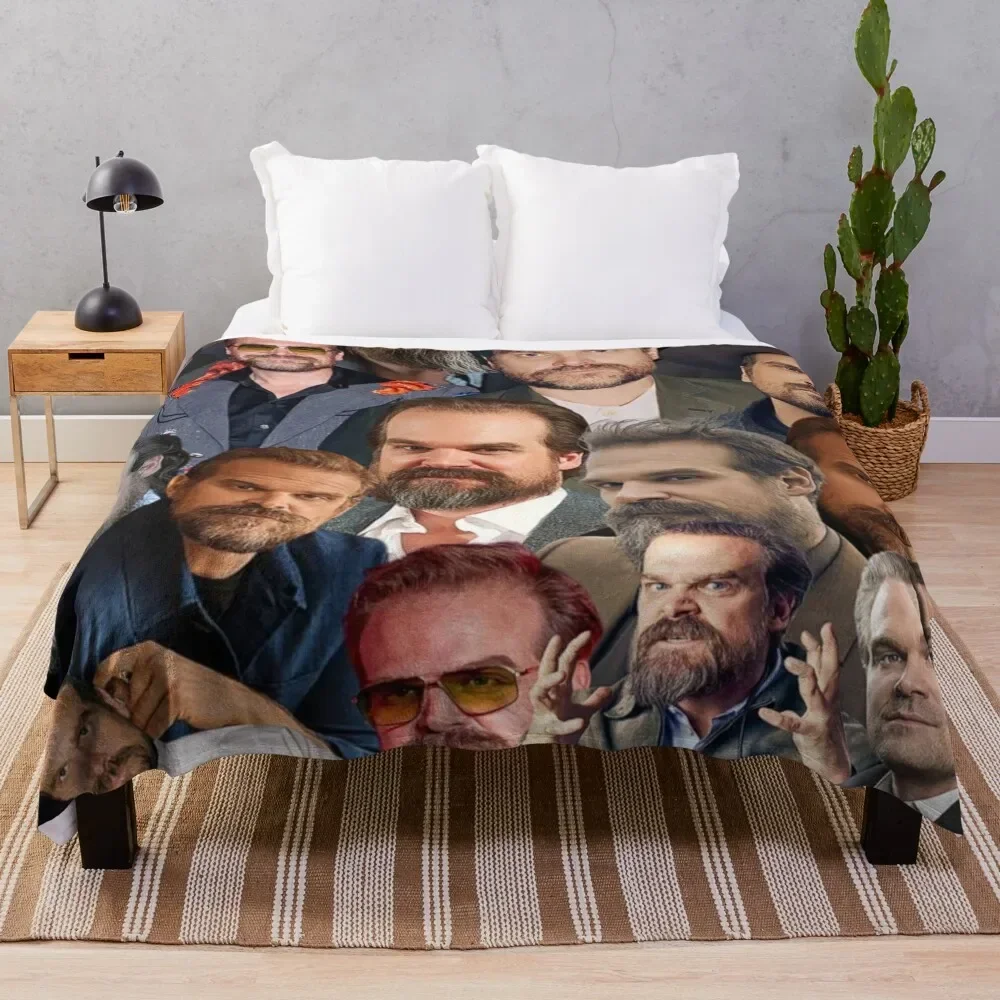 

david harbour photo collage Throw Blanket Extra Large Throw Plaid Blankets For Bed warm for winter Blankets