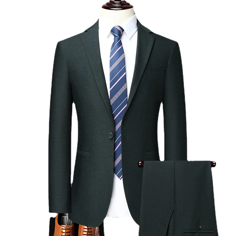 Костюм мужской осенний однотонный с длинным рукавом, отложным воротником и брюками
Костюм мужской осенний однотонный с длинным рукавом, отложным воротником и брюками