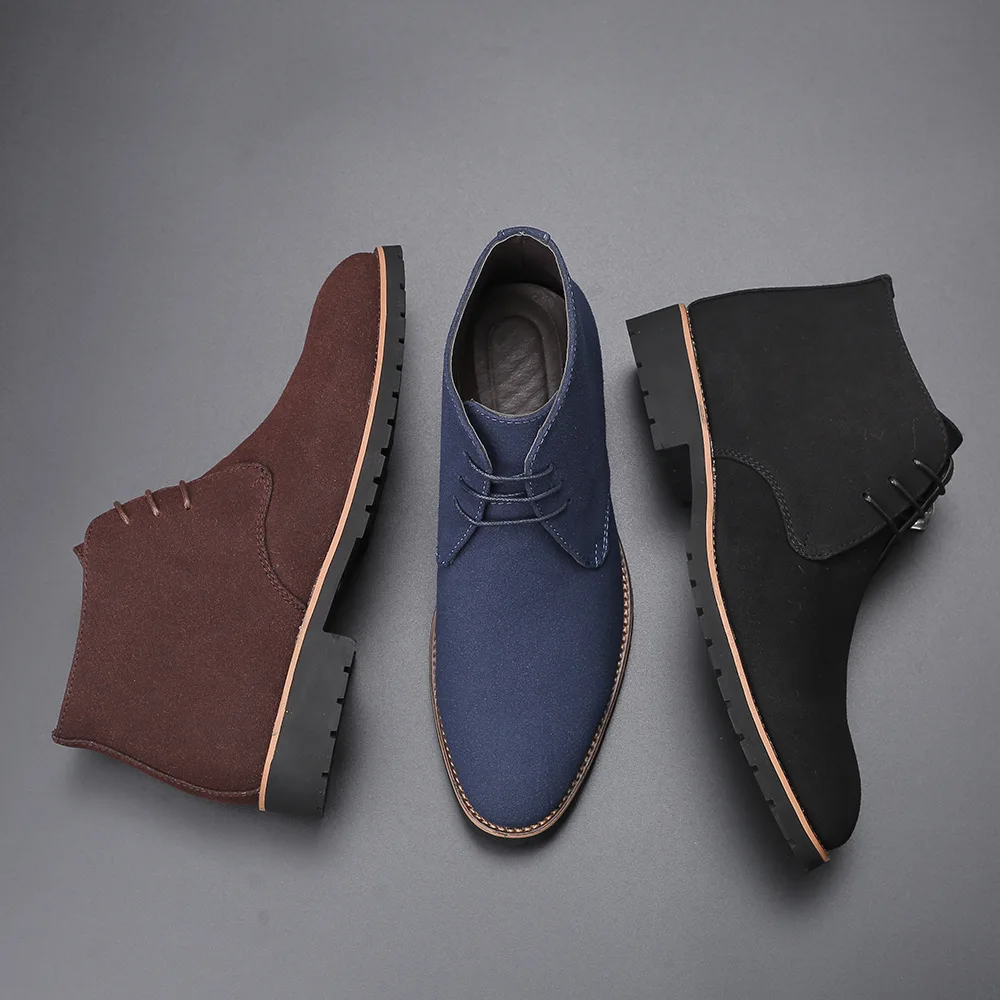 

Shoes Man Spring New Fashion Casual Men Ankle Chelsea Boots Male Shoes Cow Suede Leather Slip On Motorcycle Man Boot