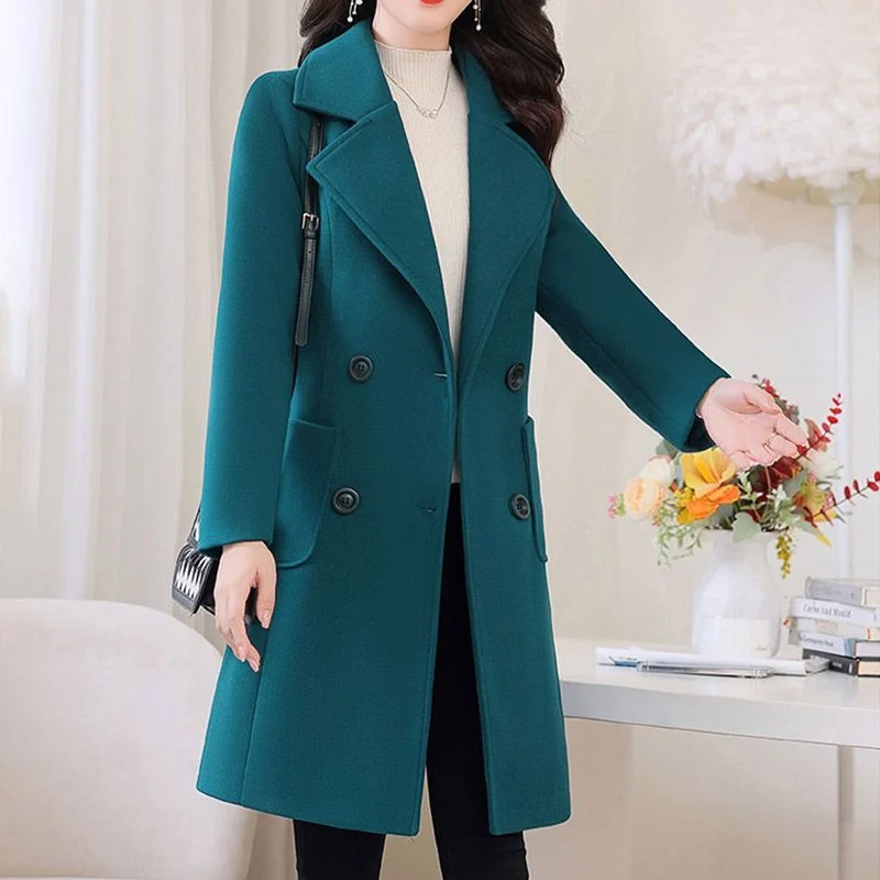 

2024 New Wild Mid-Length Jacket Autumn Winter Padded Woolen Coat Women's With Cotton Nizi Outerwear Ladies High-End Overcoat Top