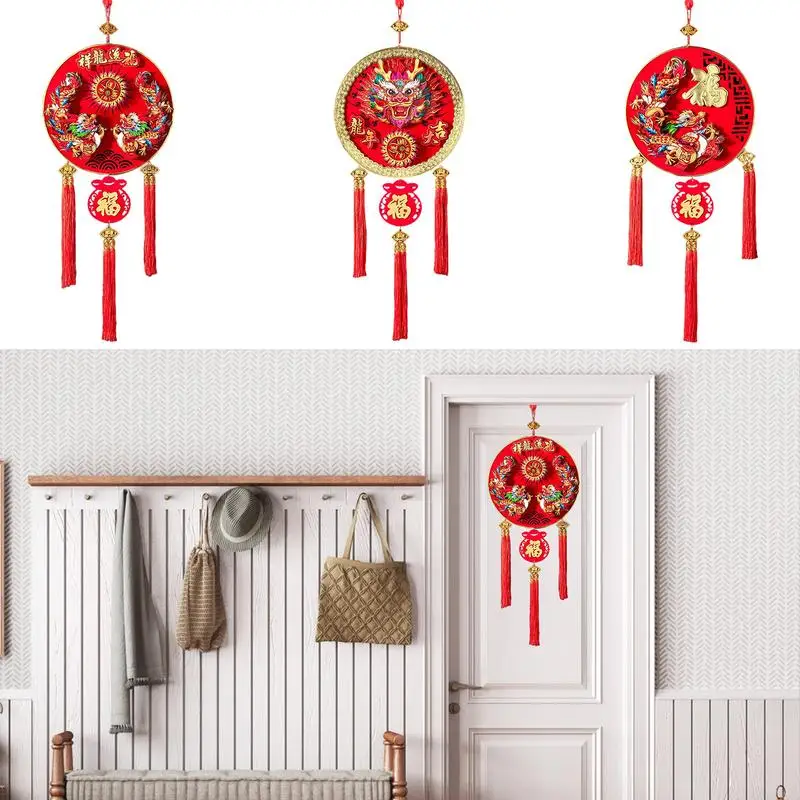 

2024 китайские Новогодние украшения, 3D подвеска в виде китайского дракона со знаком зодиака 2024, китайские Новогодние украшения, удачный красный декор для удачи