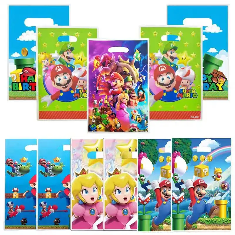 

10PCs Game Super Mario Kids Gift Figure Toy Theme Bags Mario Kawaii Plastic Gift Bags Mario Anime Japanese Anime Birthday Gifts