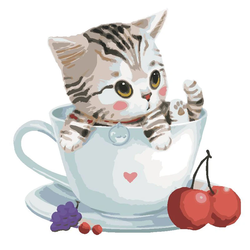 Diy Cat And Cherry In Tea Cup Hand Painted Oil Painting Paint By Number Picture On Canvas The Canvas Print Living Room
Diy Cat And Cherry In Tea Cup Hand Painted Oil Painting Paint By Number Picture On Canvas The Canvas Print Living Room