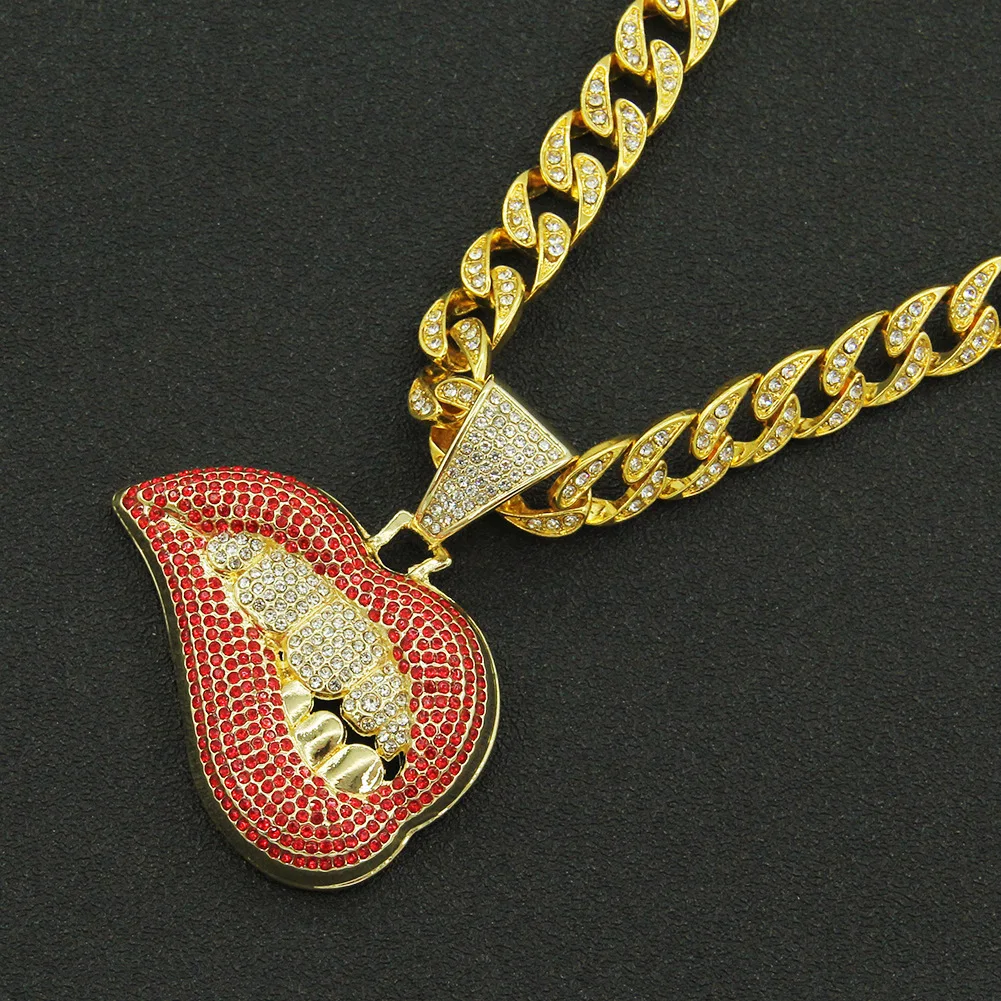 Hip Hop Jewelry Iced Out cuban chains Bling bling Lip kiss Pendant Necklace Miami Gold Chain Necklaces Charm Mens Jewelry Choker
Hip Hop Jewelry Iced Out cuban chains Bling bling Lip kiss Pendant Necklace Miami Gold Chain Necklaces Charm Mens Jewelry Choker