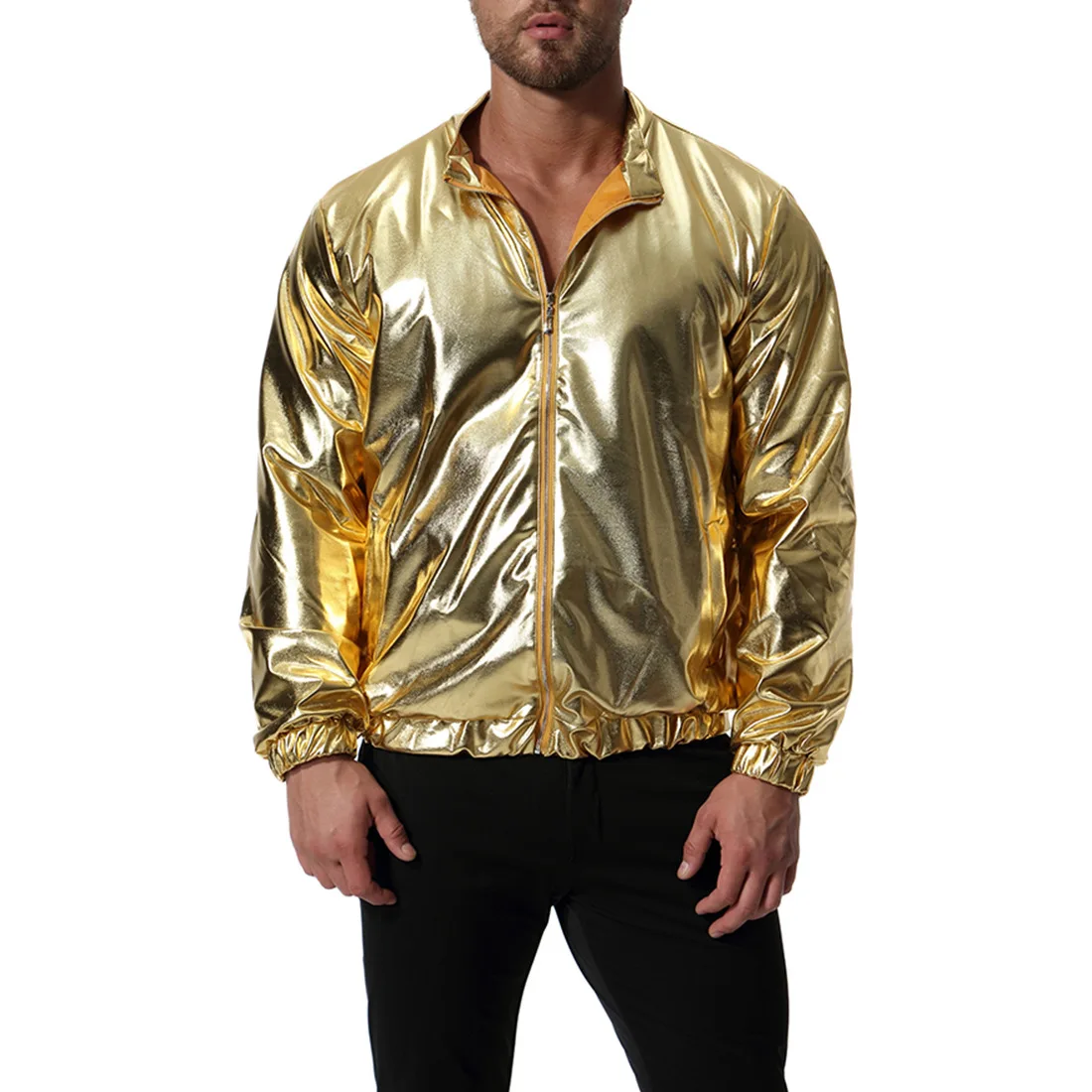 Autumn Clothing Men Thin Bright Shiny Gold Reflective Jacket Fashion Long Sleeve Casual Wear Male Coat Plus Size Streetwear
Autumn Clothing Men Thin Bright Shiny Gold Reflective Jacket Fashion Long Sleeve Casual Wear Male Coat Plus Size Streetwear
