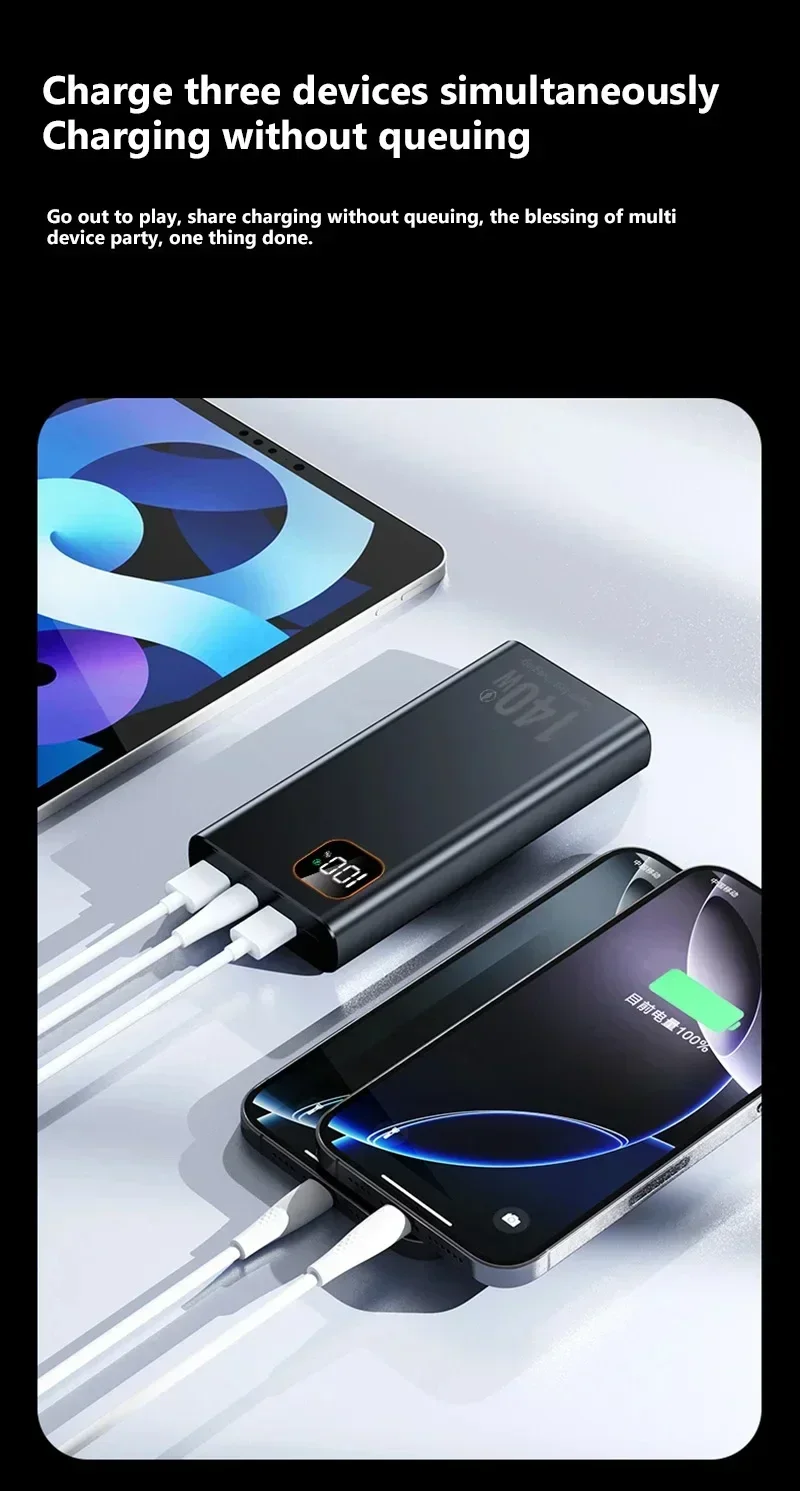 Lenovo 200000mAh 140W Ultra Capacity Power Bank Super Fast Charge Portable Battery Charger For IPhone Samsung 2026 New Lenovo 200000mAh 140W Ultra Capacity Power Bank Super Fast Charge Portable Battery Charger For IPhone Samsung 2026 New
