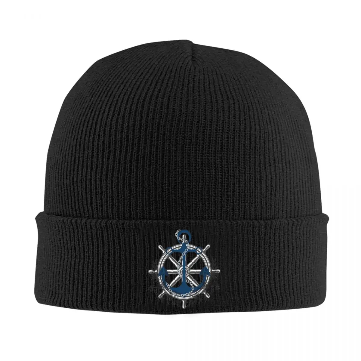 

Anchor And Rudder Knitted Hat Women's Men's Beanie Autumn Winter Hat Nautical Captain Anchor Crochet Melon Cap