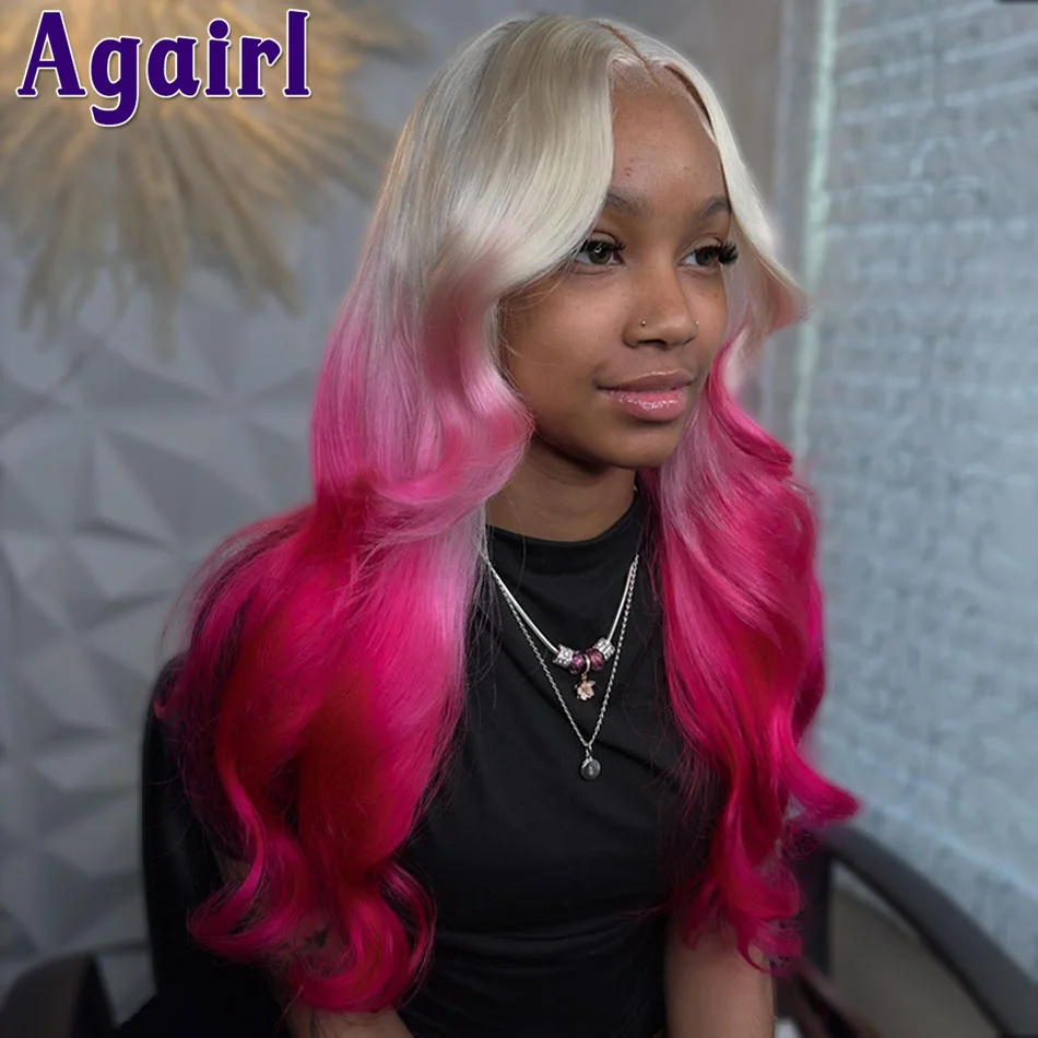 

Ombre 613 Blonde Rose Pink 13x4 Body Wave Lace Front Wig Transparent 13x6 Lace Frontal Human Hair Wigs 200% PrePlucked for Women