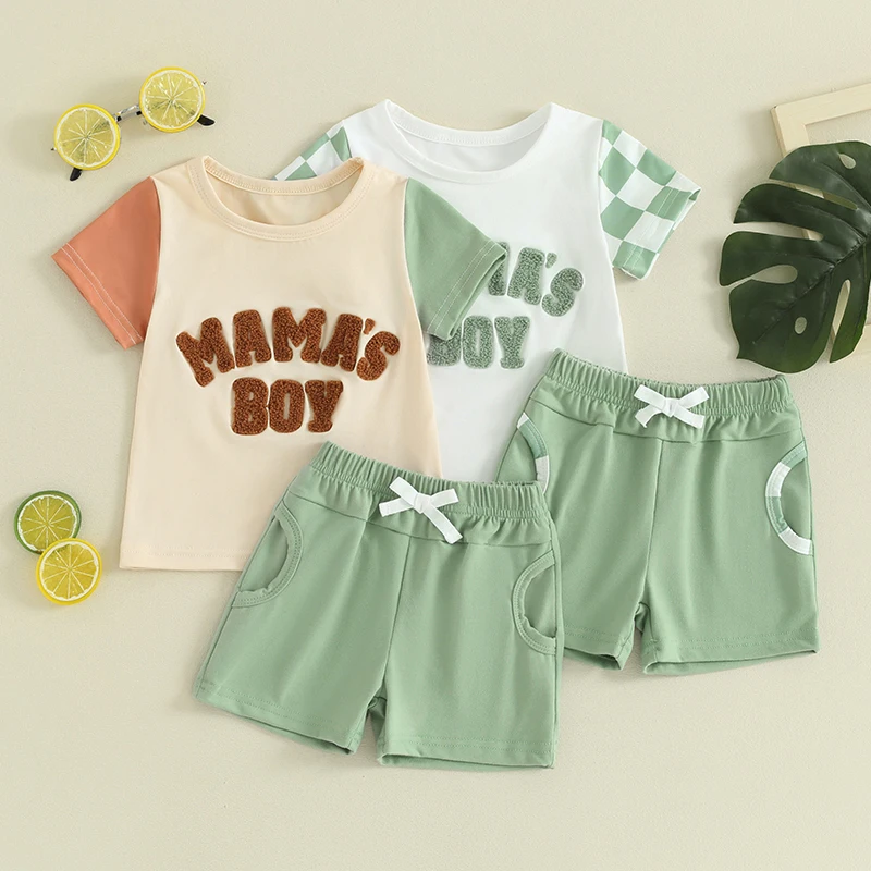 

Комплект летней одежды Lioraitiin для маленьких мальчиков, футболка, шорты, наряды, топы с короткими рукавами и карманами, шорты, 2 шт.