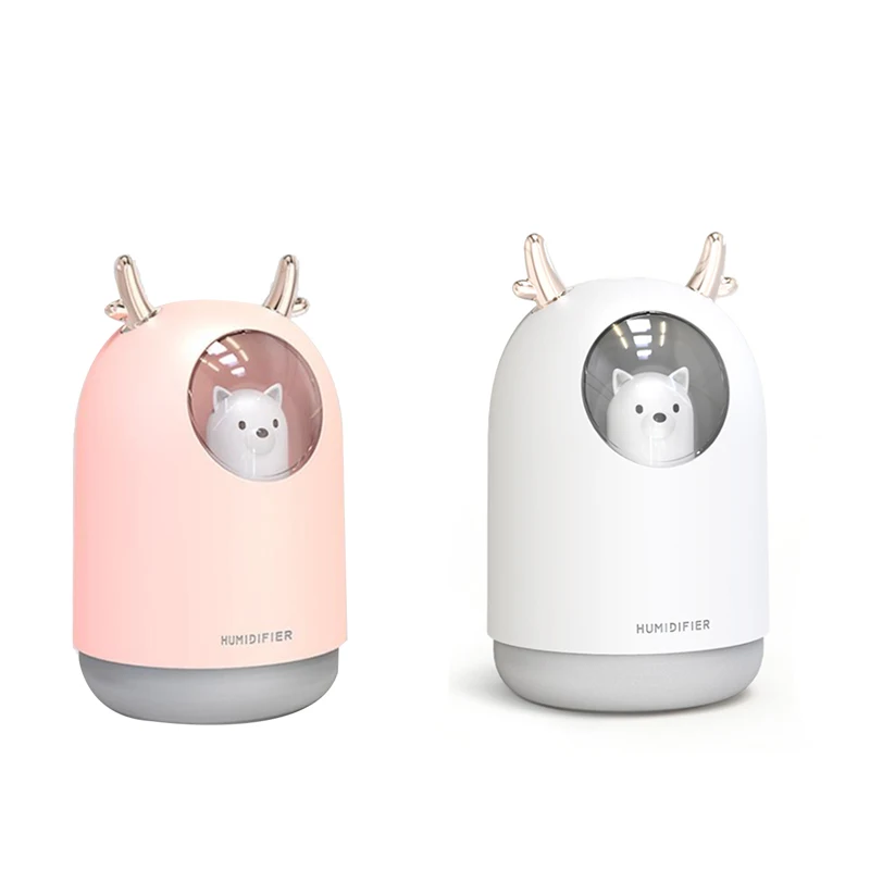 

USB Humidifier 300Ml Cute Pet Ultrasonic Cool Mist Aroma Air Oil Diffuser Romantic Color LED Lamp Humidificador