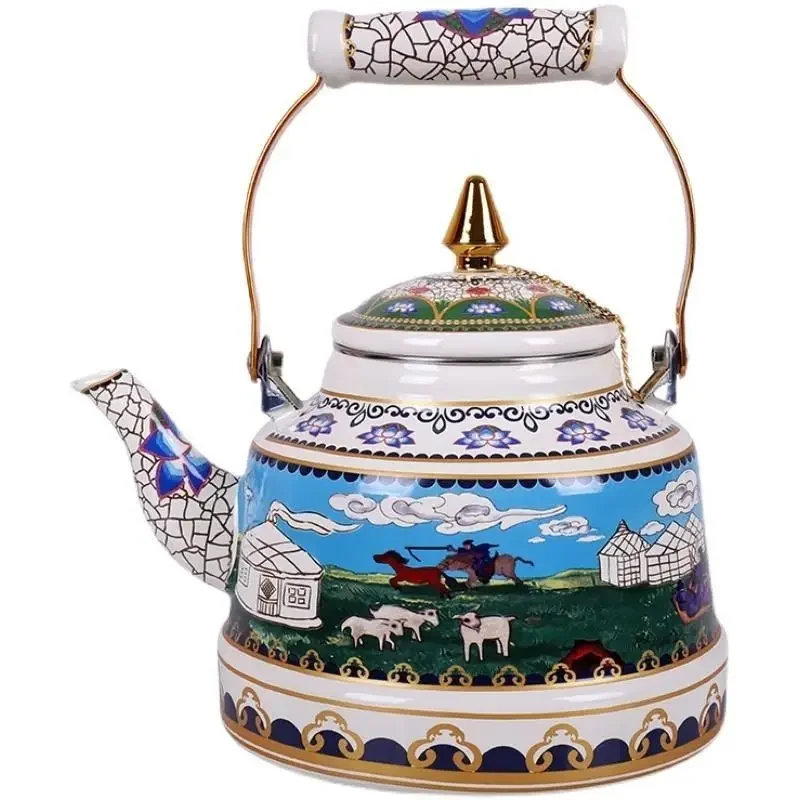 Special Enamel Teapot Mongolian Milk Teapot Eight Treasure Butter Teapot Special Gift Hotel 
Special Enamel Teapot Mongolian Milk Teapot Eight Treasure Butter Teapot Special Gift Hotel