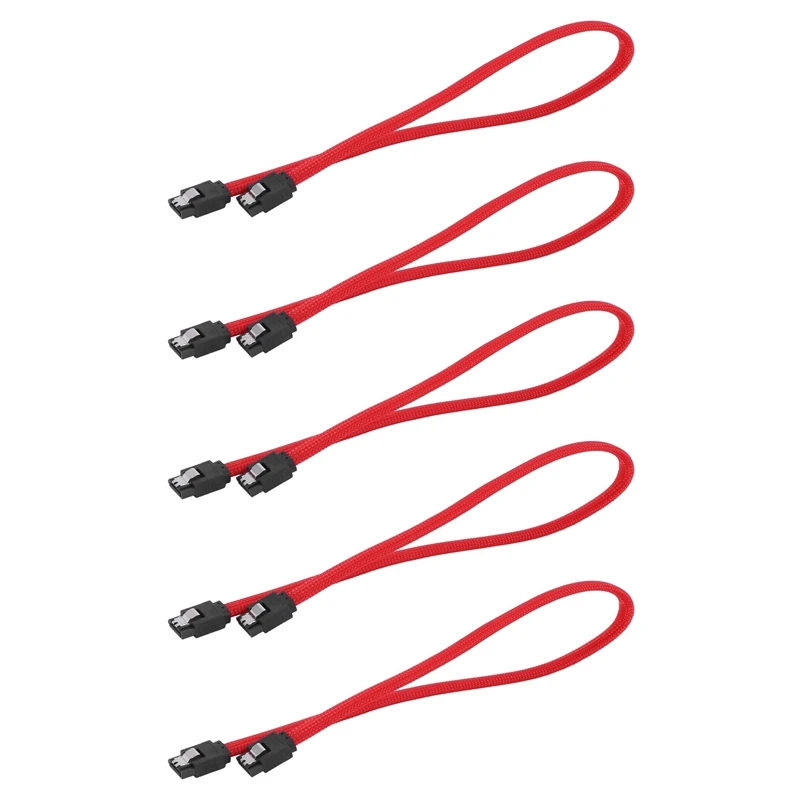 

5 шт., 50 см SATA 3,0 III SATA3 7-контактный кабель для передачи данных 6 Гб/с, кабели SSD, кабель для жесткого диска, шнур для передачи данных премиум-версии (красный)