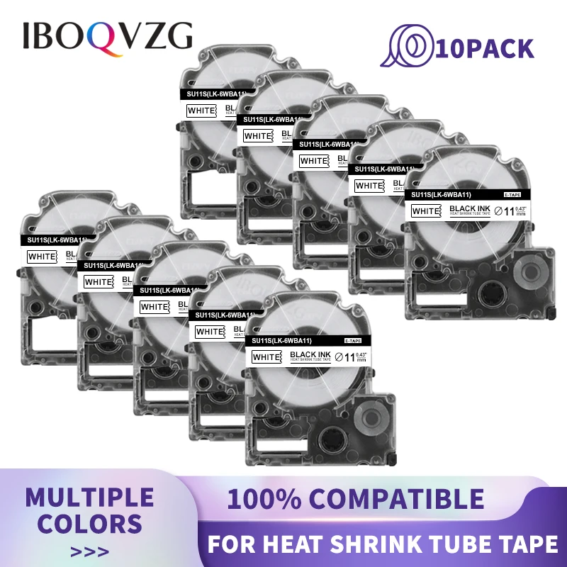 IBOQVZG 10x Heat Shrink Tube Tape SU11S SU11Y Black on White For Epson Label Tape LK-6WBA11 LK-6YBA11 for Epson LW-300 LW-400
IBOQVZG 10x Heat Shrink Tube Tape SU11S SU11Y Black on White For Epson Label Tape LK-6WBA11 LK-6YBA11 for Epson LW-300 LW-400