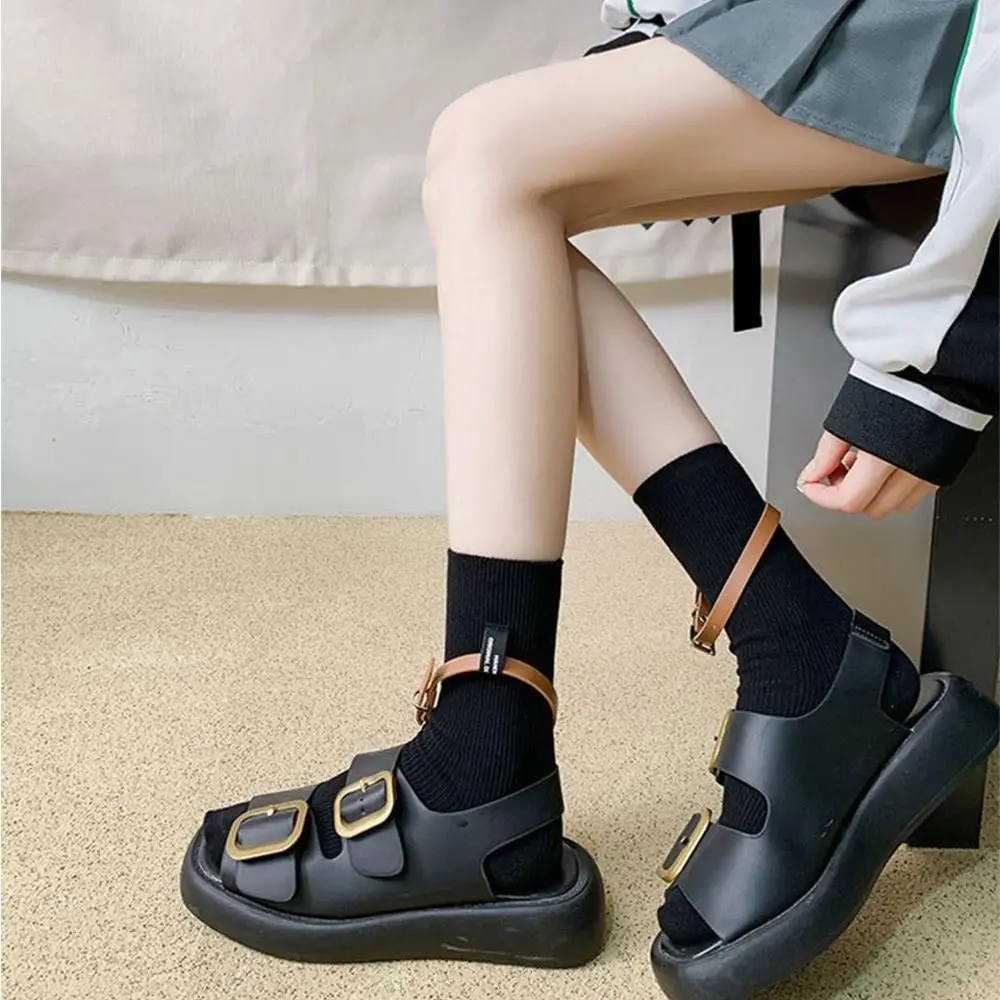 Cotton Women's Socks Medium Tube Boneless Stitching Mid-calf Socks Solid Color with Belts Korean Style Dressing Street
Cotton Women's Socks Medium Tube Boneless Stitching Mid-calf Socks Solid Color with Belts Korean Style Dressing Street