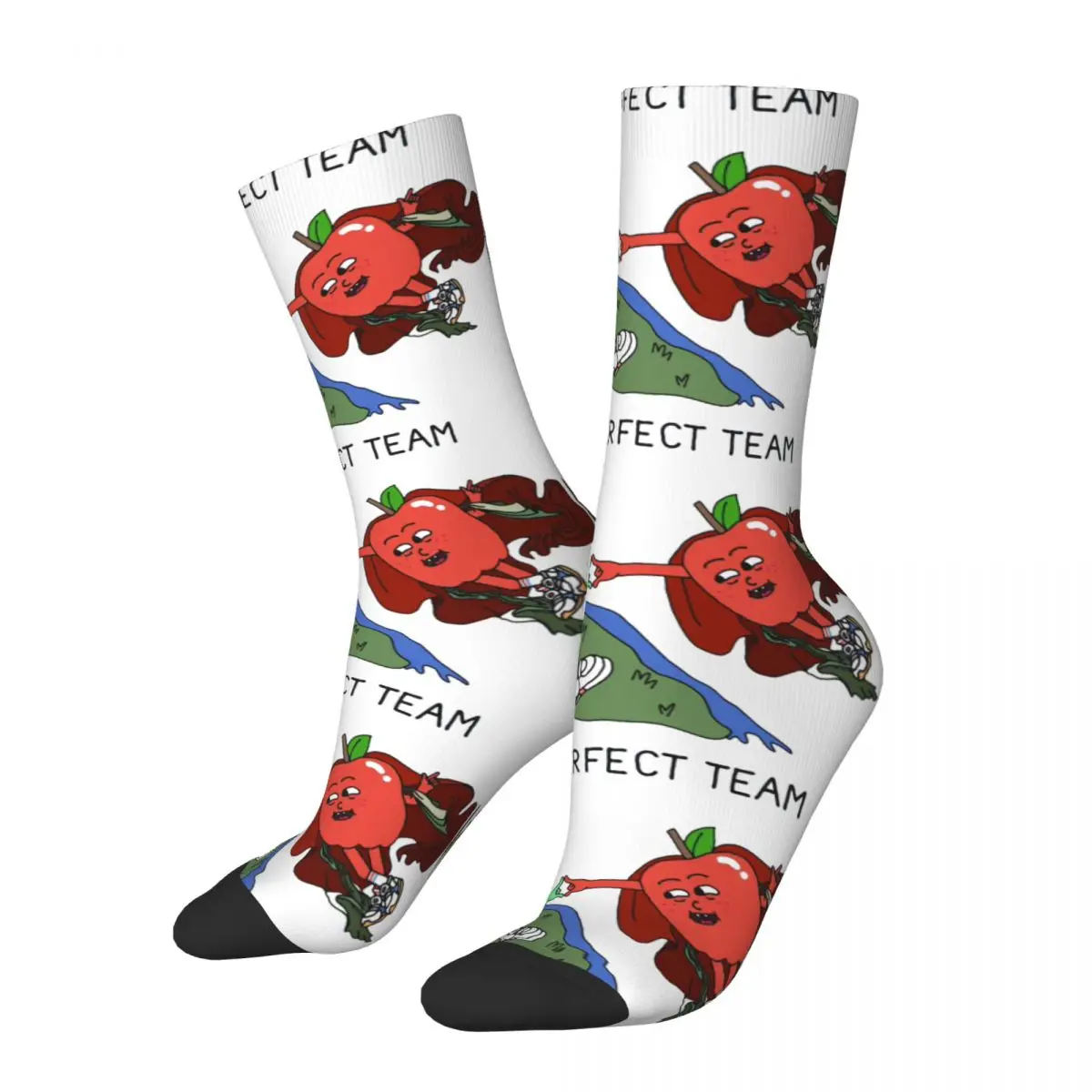 

Funny Crazy compression The Perfect Team Sock for Men Hip Hop Harajuku Apple And Onion Happy Quality Pattern Printed Boys Crew