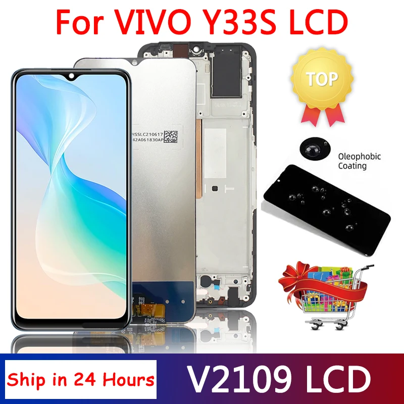 

6.58" 100% Tested Y33s LCD For VIVO Y33S V2109 Display Touch Screen Digitizer Assembly Replacement Phone Repair Parts With Frame