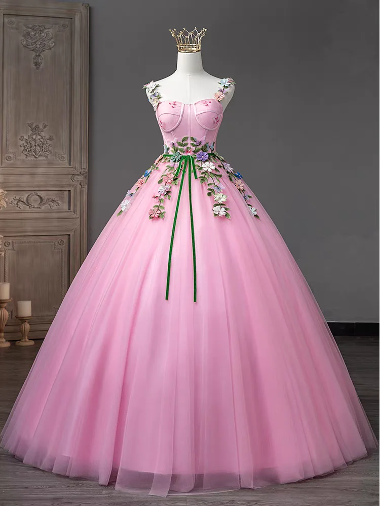 Colorful Lace Appliques Pink Quinceanera Dresses 2024 Flowers Spaghetti Straps Prom Evening Party Gown Sleeveless robes 15 Years
Colorful Lace Appliques Pink Quinceanera Dresses 2024 Flowers Spaghetti Straps Prom Evening Party Gown Sleeveless robes 15 Years