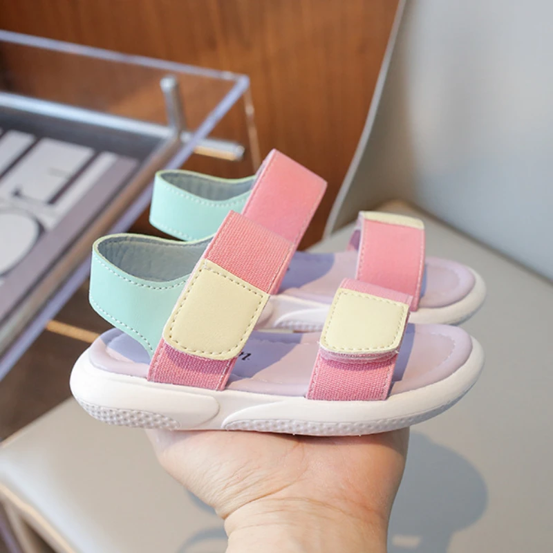 

Summer Kids Sandals for Girls Korean Style Children School Beach Sandals Fashion Princess Causal Flat Shoes Open-toe Soft Soled