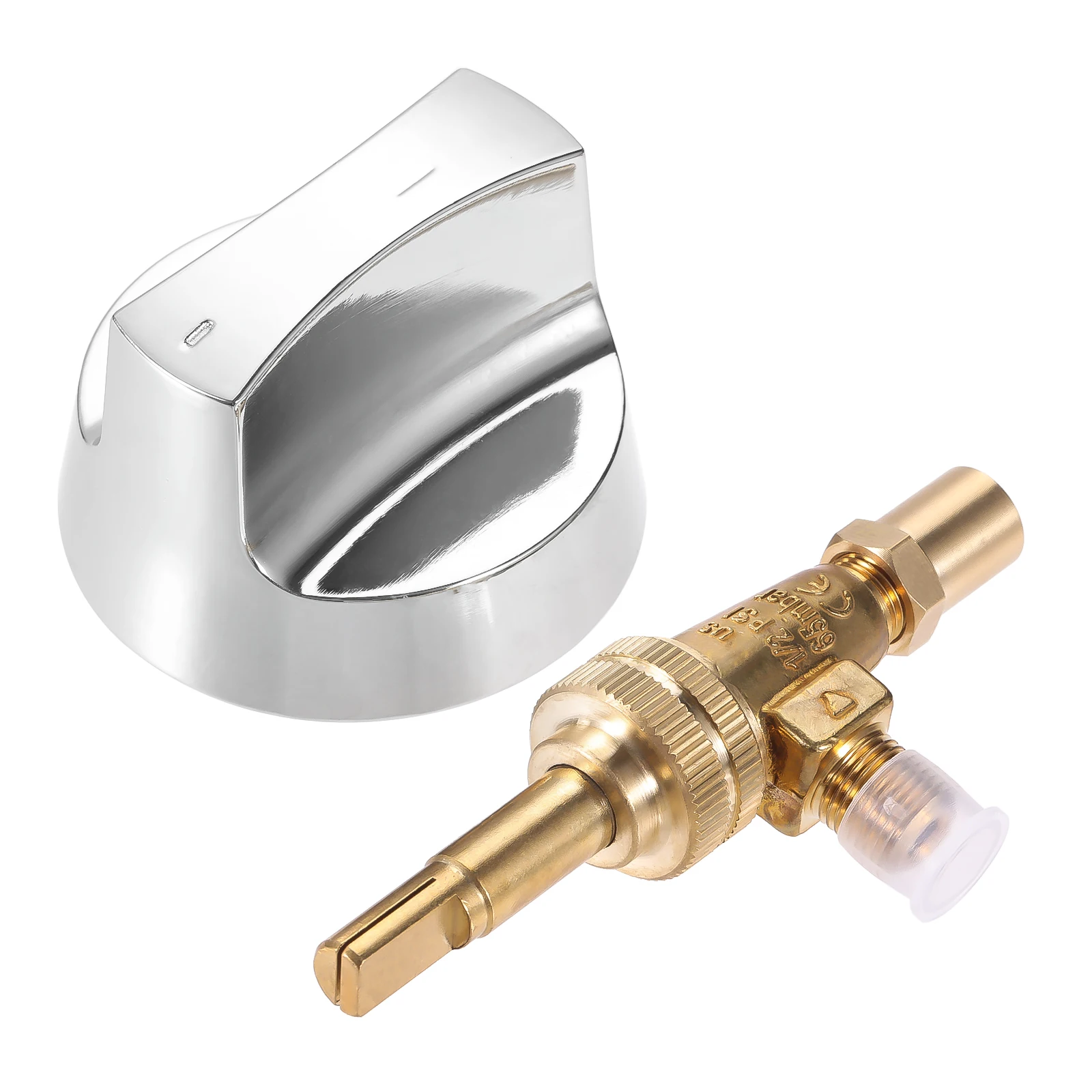 

Propane Natural Brass Gas Control Valve 0.047" Orfice with Chromed Steel Control Knob Stem Length 1.4" for Commercial Kitchen