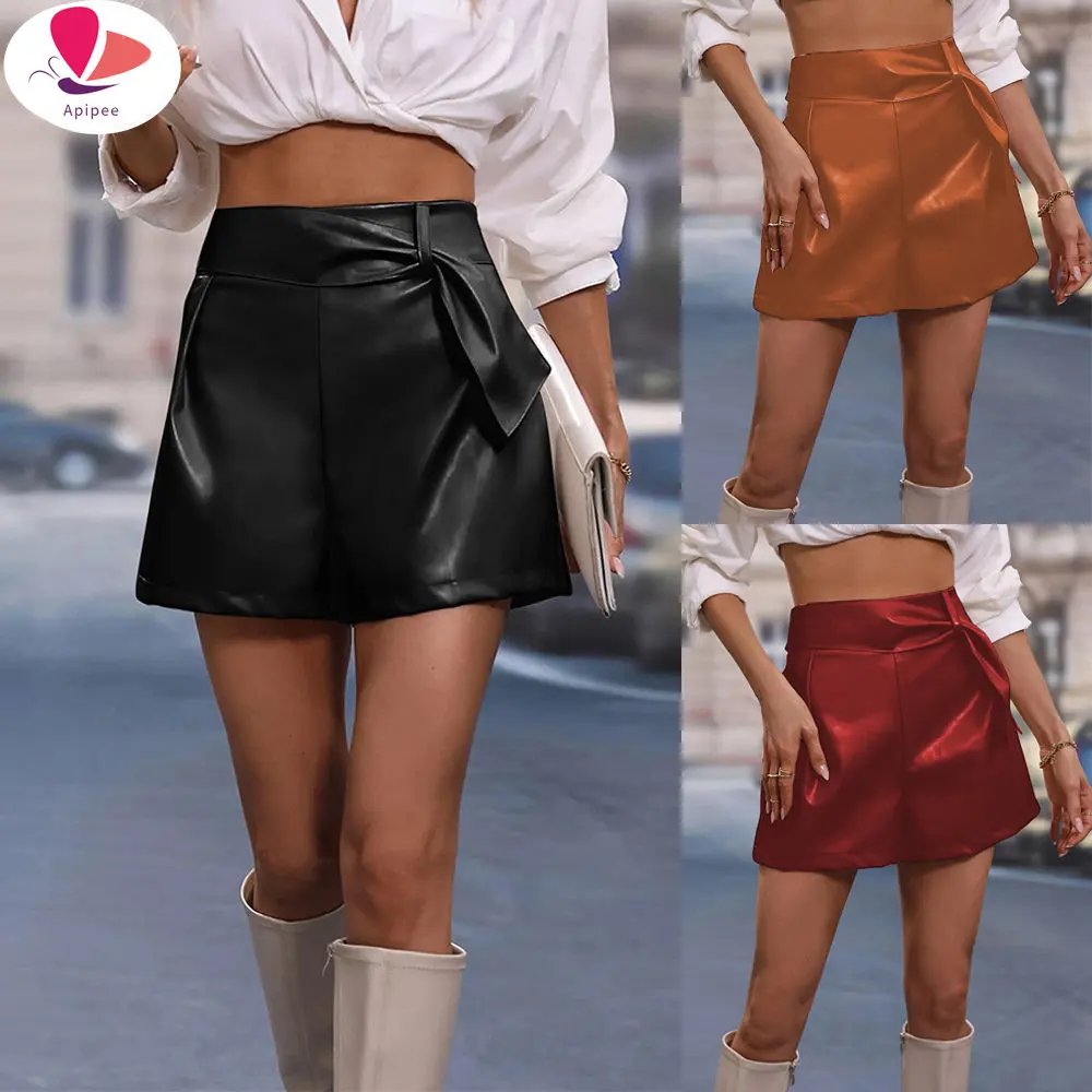 APIPEE 2023 Women's Shorts Vintage PU Leather Shorts High Waist Undefined Drapped Trousers Female Office Wear Shorts
APIPEE 2023 Women's Shorts Vintage PU Leather Shorts High Waist Undefined Drapped Trousers Female Office Wear Shorts