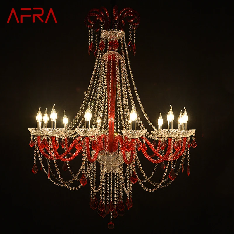 AFRA European Style Crystal Pendent Lamp Red Candle Lamp Living Room Restaurant Villa Staircase Duplex Building Chandelier 
AFRA European Style Crystal Pendent Lamp Red Candle Lamp Living Room Restaurant Villa Staircase Duplex Building Chandelier