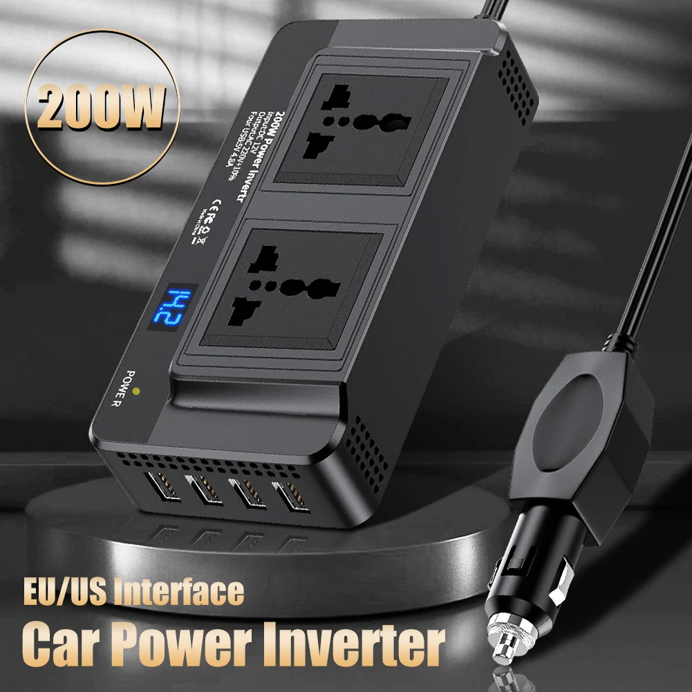 Car Inverter DC 12V To AC 220V 200W Auto Converter Type-C USB Fast Charging Charger EU Socket Car Inverter Power Adapter Parts
Car Inverter DC 12V To AC 220V 200W Auto Converter Type-C USB Fast Charging Charger EU Socket Car Inverter Power Adapter Parts