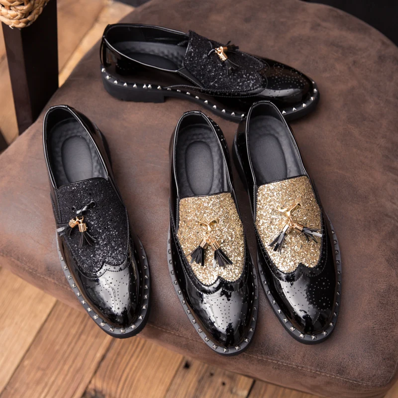 Luxury Men's Glossy Tassel Club Loafers Hairstylist Shoes Business Slip-On Leather Shoes Party Banquet Golden Dress Shoes Black
Luxury Men's Glossy Tassel Club Loafers Hairstylist Shoes Business Slip-On Leather Shoes Party Banquet Golden Dress Shoes Black