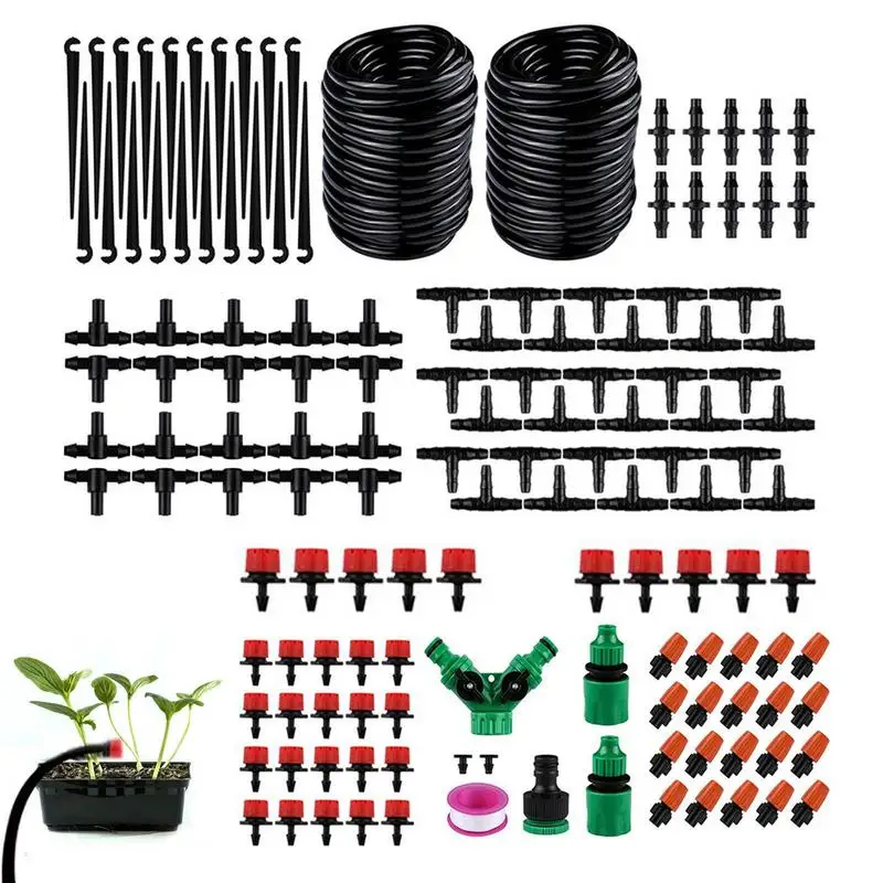 

Greenhouse Drip Irrigation Kit Double 49.2 Ft Automatic Patio Misting Plant Watering System Distribution Tubing Watering Drip
