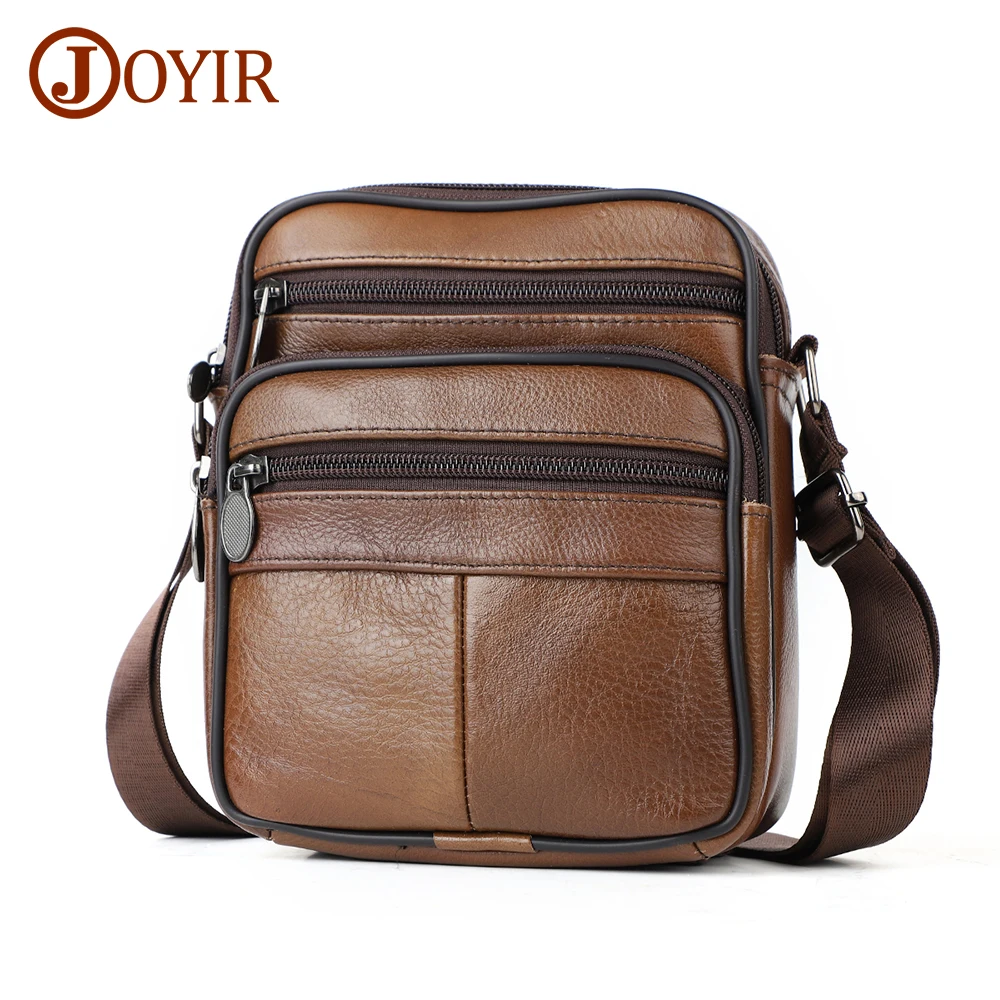 

JOYIR Men Genuine Cowhide Leather Trendy Shoulder Bags Vintage Crossbody Bag for Male Designer Messenger Bag Casual Satchel Bags