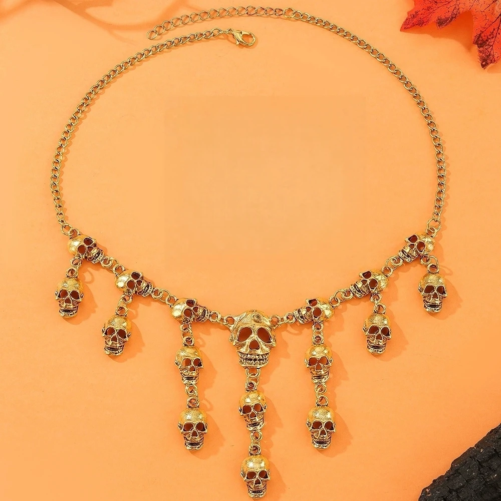 New Halloween Jewelry Punk Vintage Metal Skull Necklace Earrings Set Women's Party Accessories 6 Mallzona S213995c270524f729615b1986c857b97l New Halloween Jewelry Punk Vintage Metal Skull Necklace Earrings Set Women's Party Accessories Mallzona