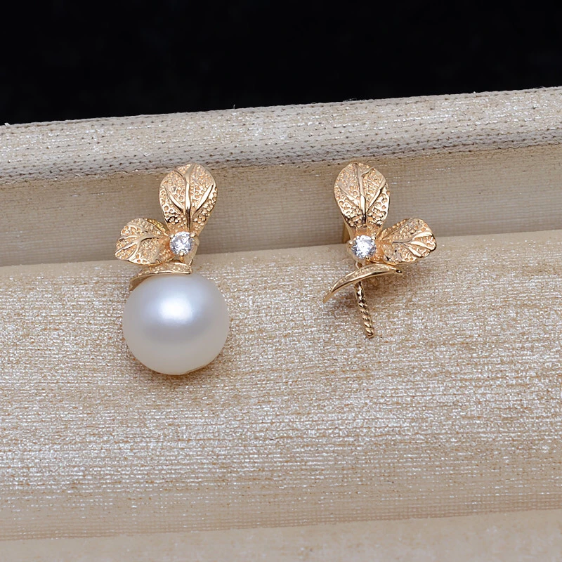 

Leaf Classical 18K Yellow Gold AU750 Earrings Mountings Findings Mounts Base Jewelry Settings Accessories Part for Pearls Stones
