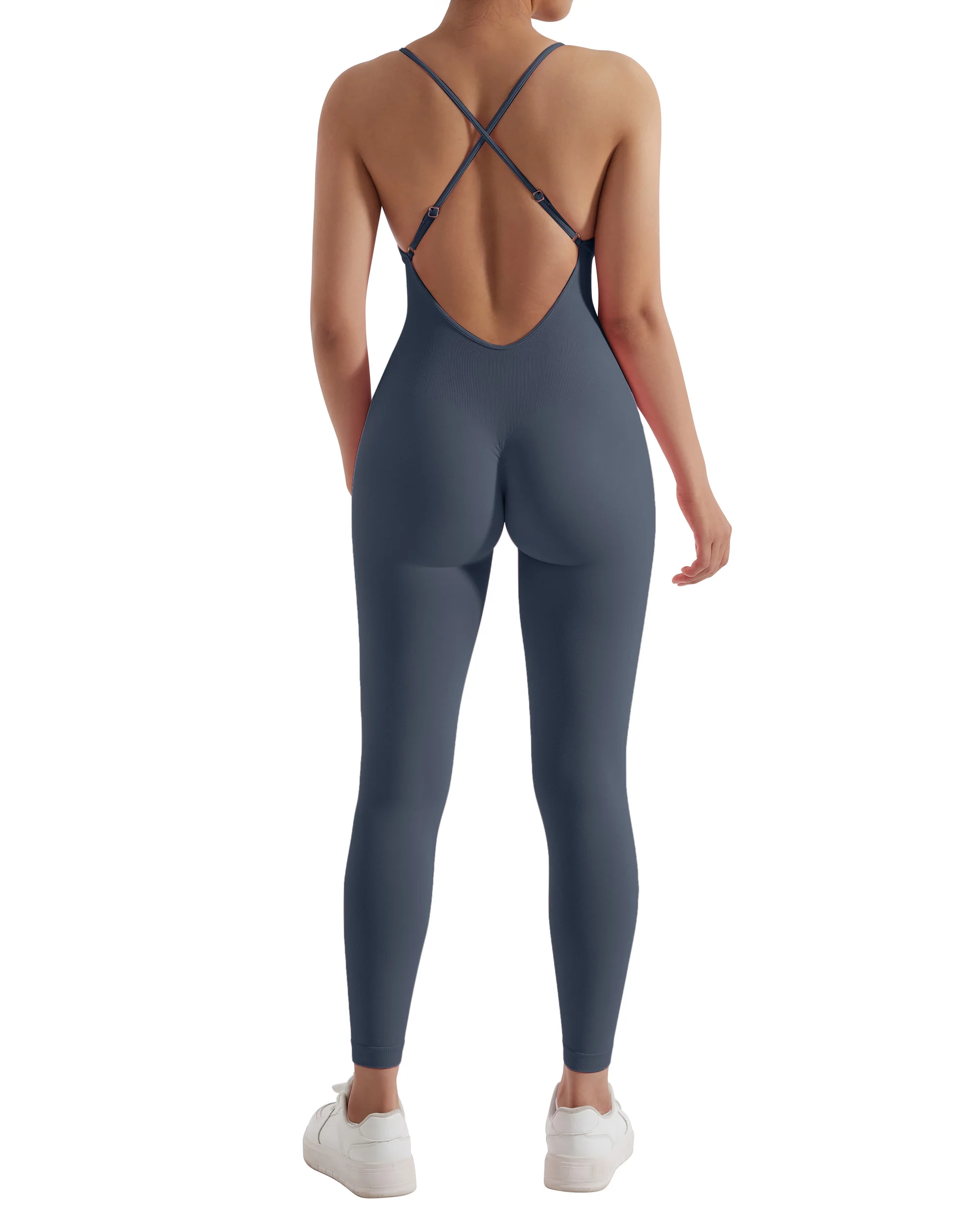 Women Strappy Backless One Piece Jumpsuits Tummy Control Shapewear Square Neck Padded Tracksuits Workout Rompers Jumpsuits Women Strappy Backless One Piece Jumpsuits Tummy Control Shapewear Square Neck Padded Tracksuits Workout Rompers Jumpsuits