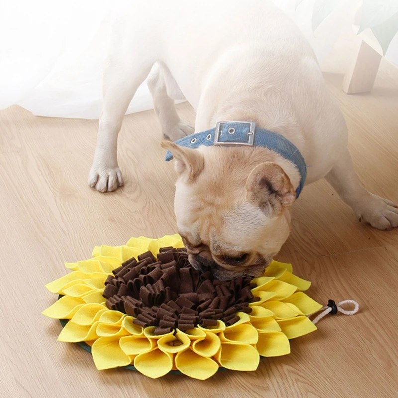 

Pet Dog Snuffle Mat Nose Smell Training Sniffing Pad Slow Feeding Bowl Food Dispenser Relieve Stress Sunflower Puzzle