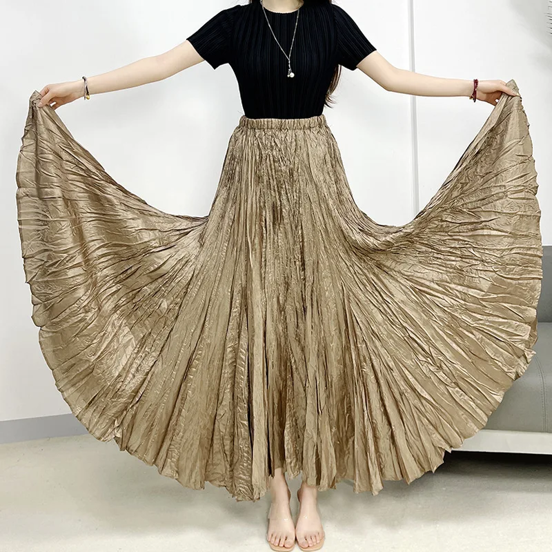 

Miyake Style Random Pleated Hand Pleated Skirt for Women Square Dance Oversized Skirt Women's Skirt Loose Casual 2024 New