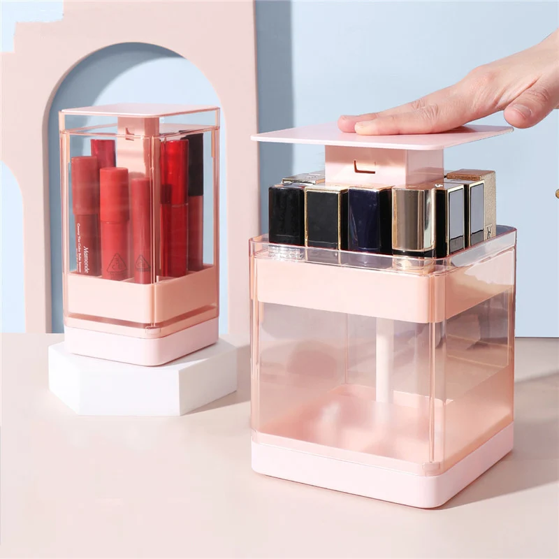 Lipstick Makeup Organizer All-in-one Press-lift Lip Glaze Storage Box Large-capacity Desktop Storage Container 
Lipstick Makeup Organizer All-in-one Press-lift Lip Glaze Storage Box Large-capacity Desktop Storage Container